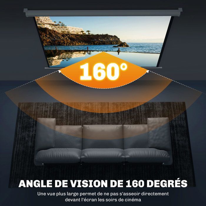 Pantalla de proyección HOMCOM de 84 pulgadas, formato 4:3, resolución 4K HD, para cine en casa, montaje en pared o techo, dimensiones: 181 cm (ancho) x 8 cm (profundidad) x 138 cm (alto), color blanco.