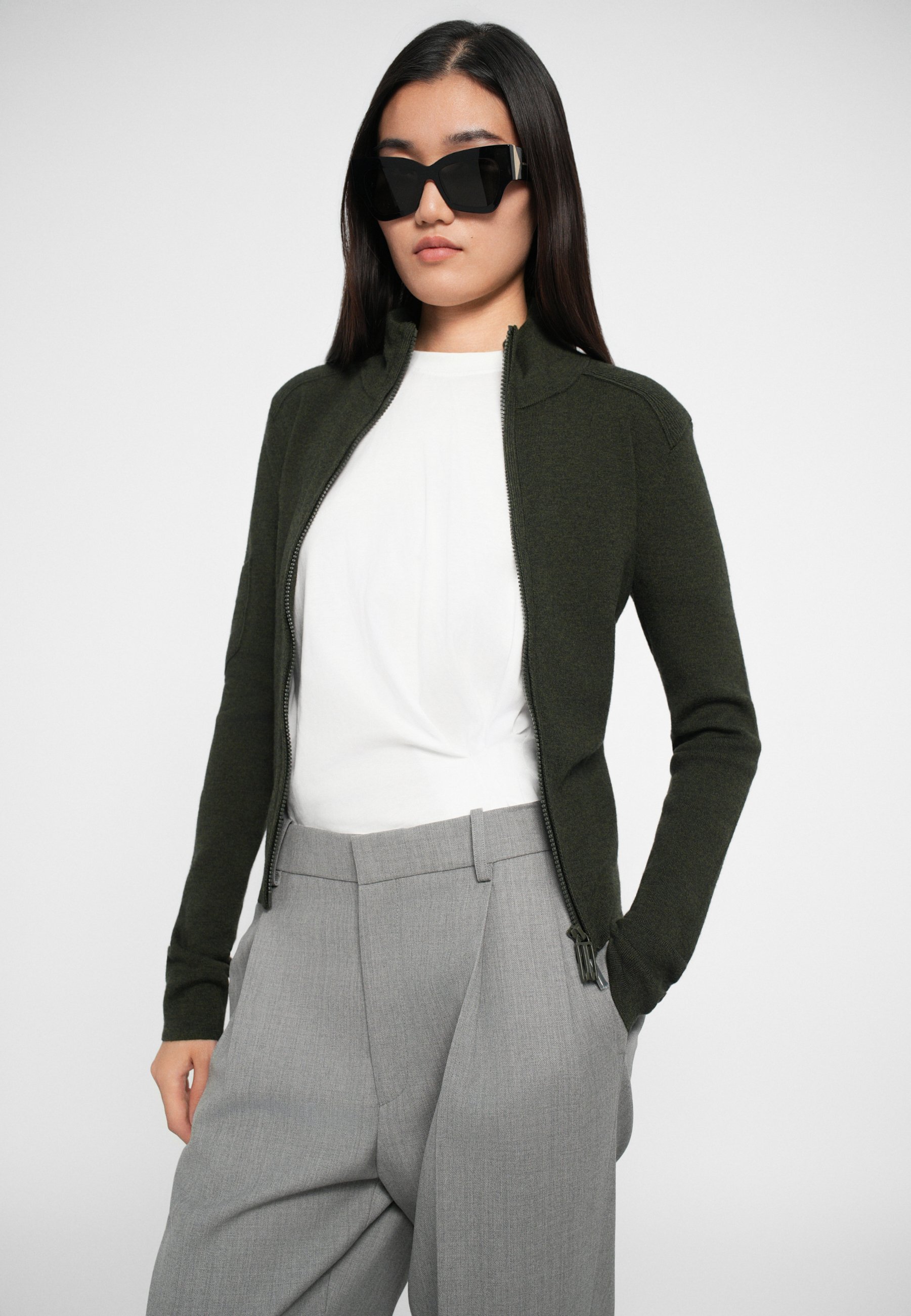 Victoria Beckham broek met verlaagde taille en rechte pijpen - Broek - lichtgrijs