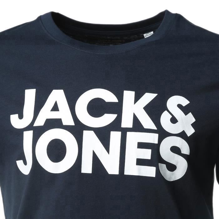 Camiseta de manga corta con cuello redondo azul marino para hombre de JACK & JONES
