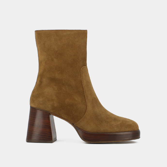 Boots à plateformes  en croute tabac