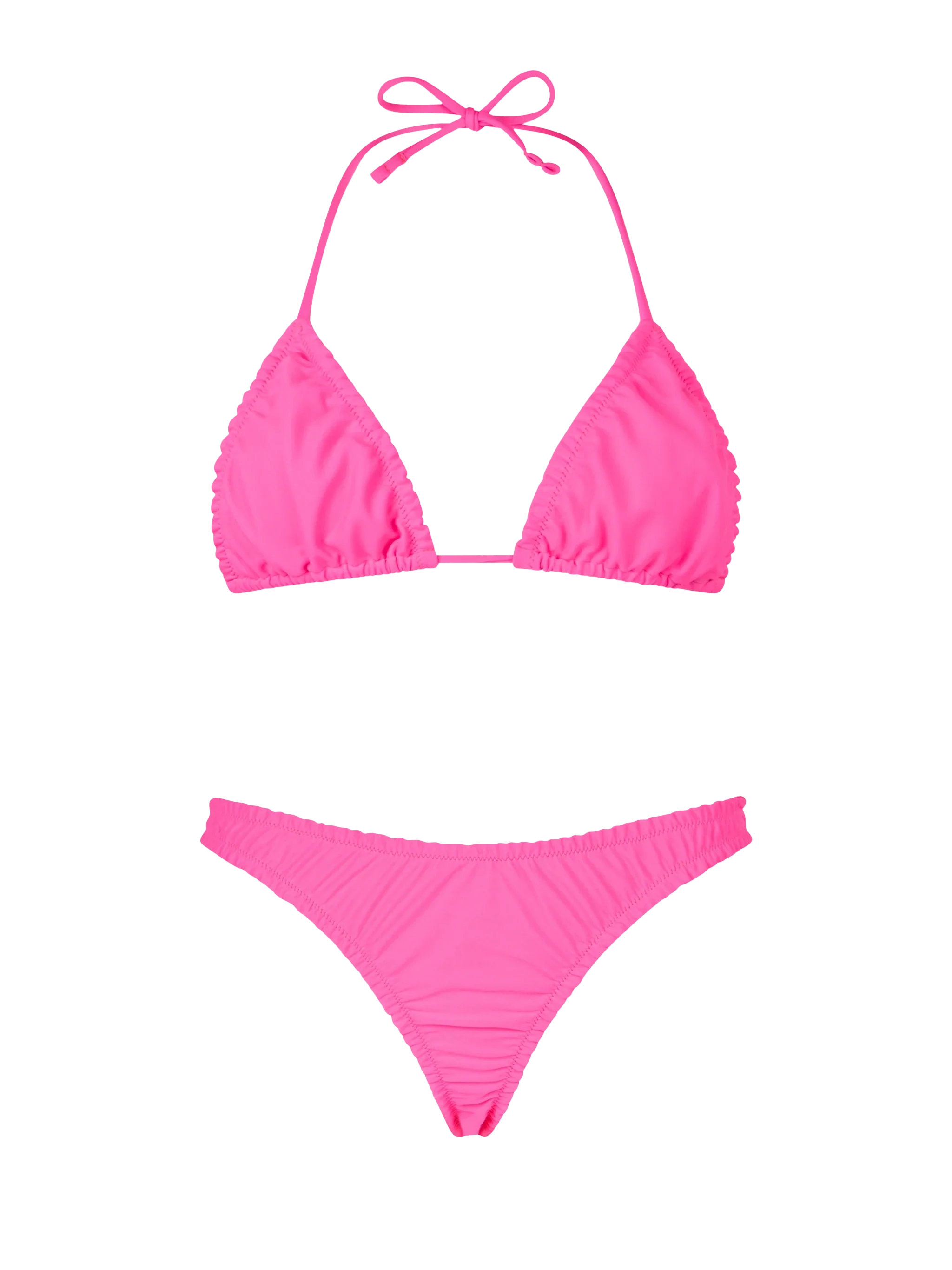Nilly Nalu fluorescerend roze driehoekige bikini voor dames met ruches