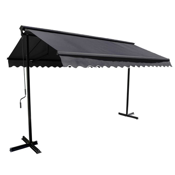 Store double pente 3x3m en aluminium anthracite - Oviala
