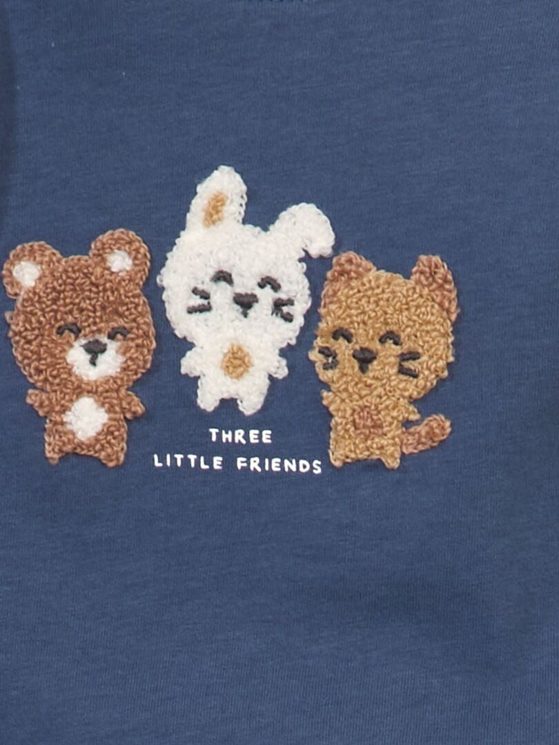 Gevlekt T-shirt met boucléprint - BLAUW