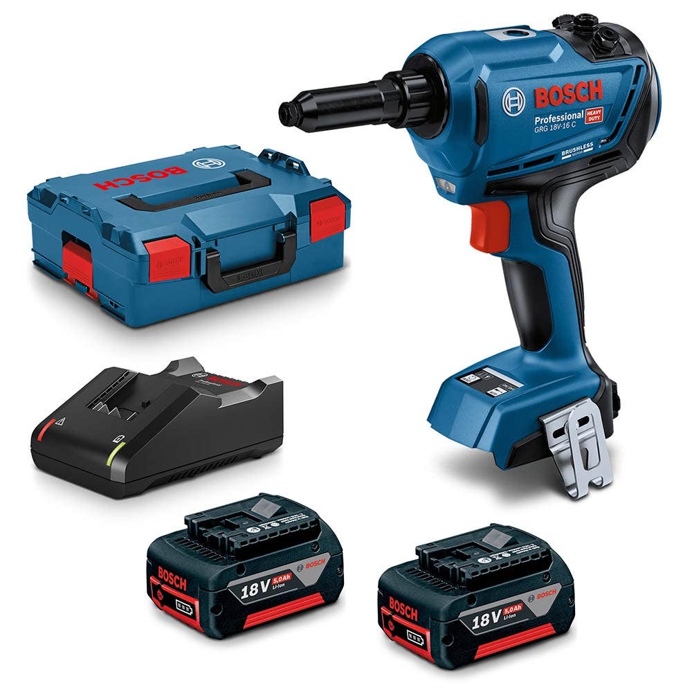 Conjunto de ferramentas de rebitagem BOSCH 18 V, 2 x 5,0 Ah, 06019K5041