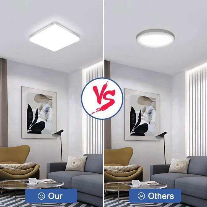 Dorlink 48W 5400LM LED-plafondlamp - 6500K wit licht - Waterdicht vierkant model voor badkamer, woonkamer, keuken en slaapkamer