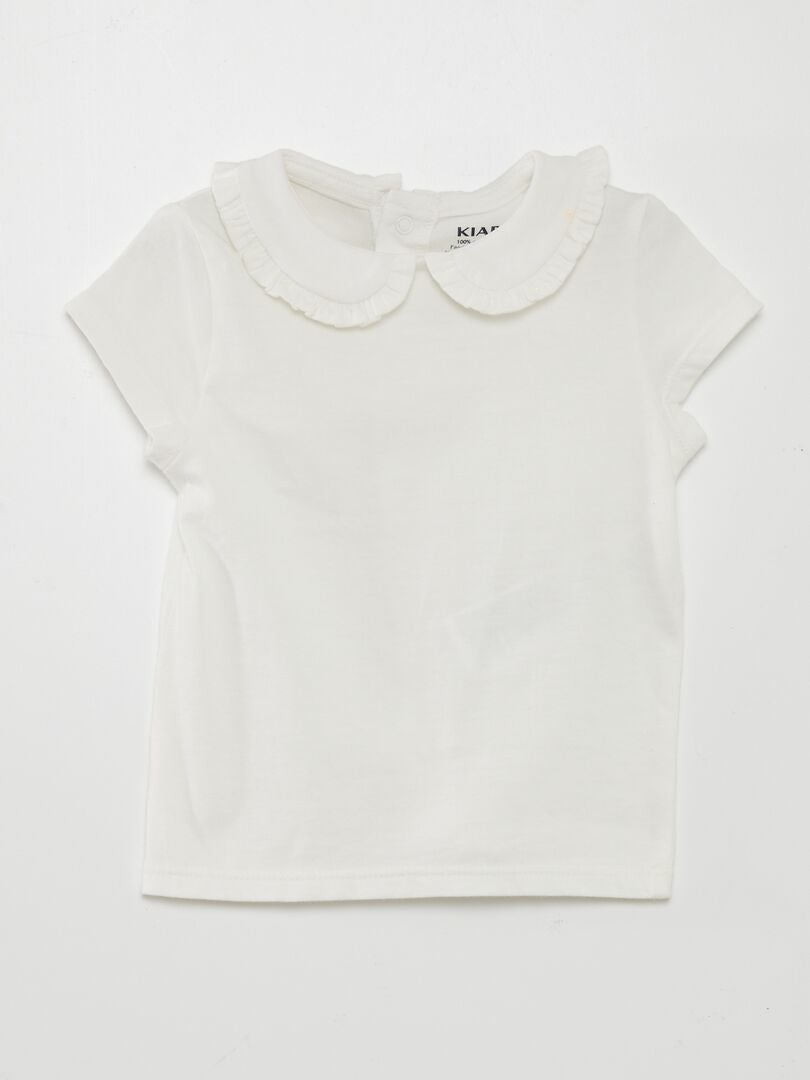 Camiseta Claudine com Gola - BRANCA