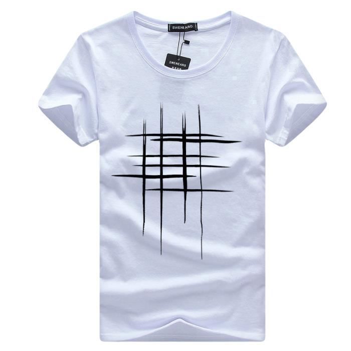 HUGO Men's T-shirt - Short Sleeves - Crew Neck - White - 60% Cotton