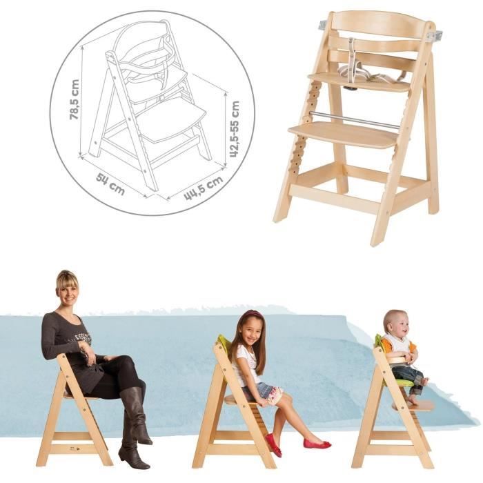 Trona convertible ROBA SIT UP CLICK & FUN - Bandeja extraíble - Altura regulable - Hasta 70 kg - Madera natural
