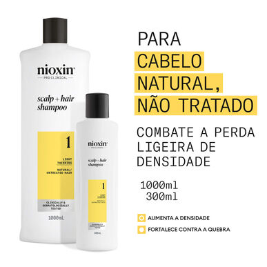 Nioxin Professionals Scalp Shampoo 1 Natural Uncreated Hair Targets Shampoo Luonnollinen hiusten vahvuus ja volyymi 300 ml 300 ml