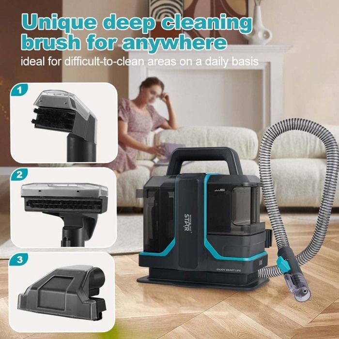 Portable corded sofa and carpet cleaner, 11Kpa, book machine, dual brush head, vacuum cleaner, removes stains from fabric