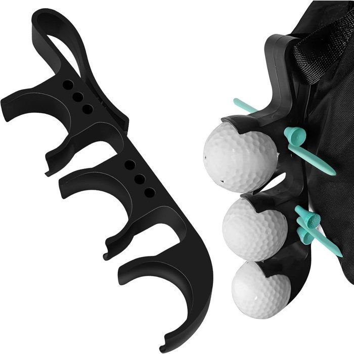 1 artículo - Soporte para pelotas de golf 2 en 1 - Clip para guardar pelotas de golf - Accesorios de golf - Negro - 19,5 x 4,5 x 2,3 cm