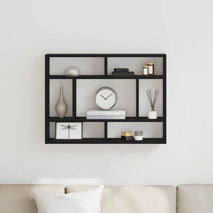 vidaXL Wandplank van bewerkt hout - Zwart eiken - 75x16x55 cm - Wandmontage - Massief acaciahout
