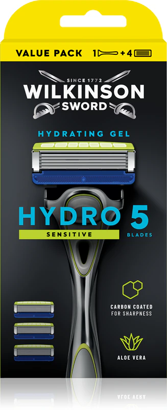 Wilkinson Sword Hydro5 Skin Protection Sensitive scheerapparaat + 4 reserve scheerhoofden.