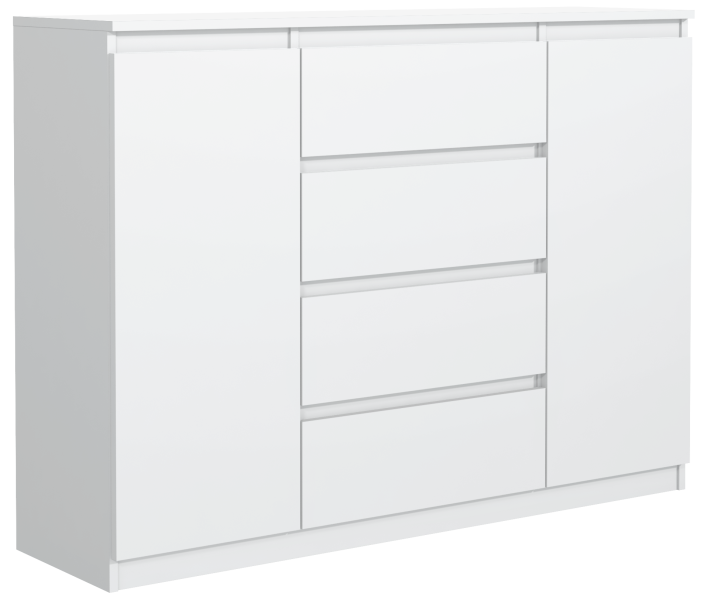Komoda 2 drzwi 4 szuflady 120cm biała