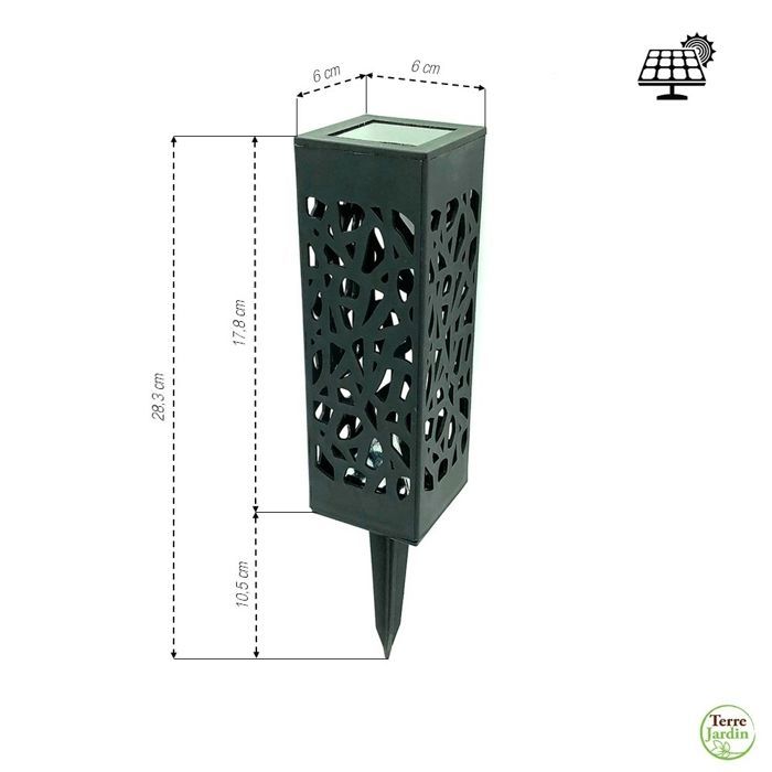 Lanternas solares - TERRE JARDIN - conjunto de 6 - LED - Solar - Pretas