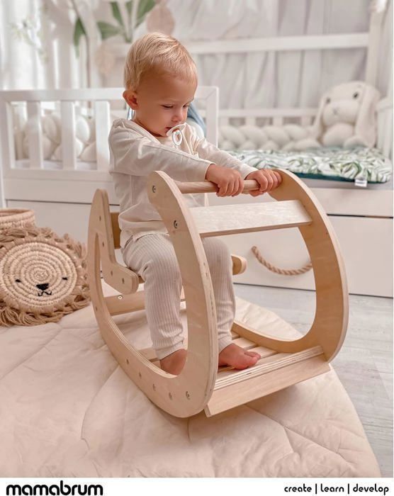 Houten Montessori-schommel voor kinderen - Speelruimte - Max. 25 kg + 12 maanden - Mamabrum - Leuk schommelspeelgoed - Schommelstoel