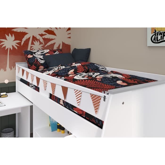 Cama infantil combinada PARISOT ZOLA - Blanca - 90x200 cm - Base de láminas incluida