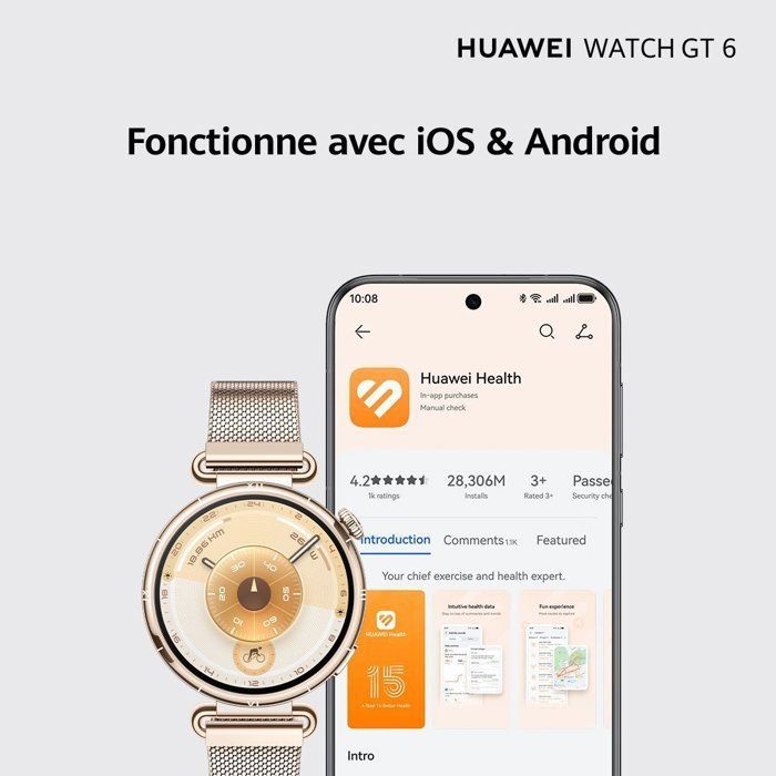Montre connectée - HUAWEI - Watch GT6 - 41 mm - Or
