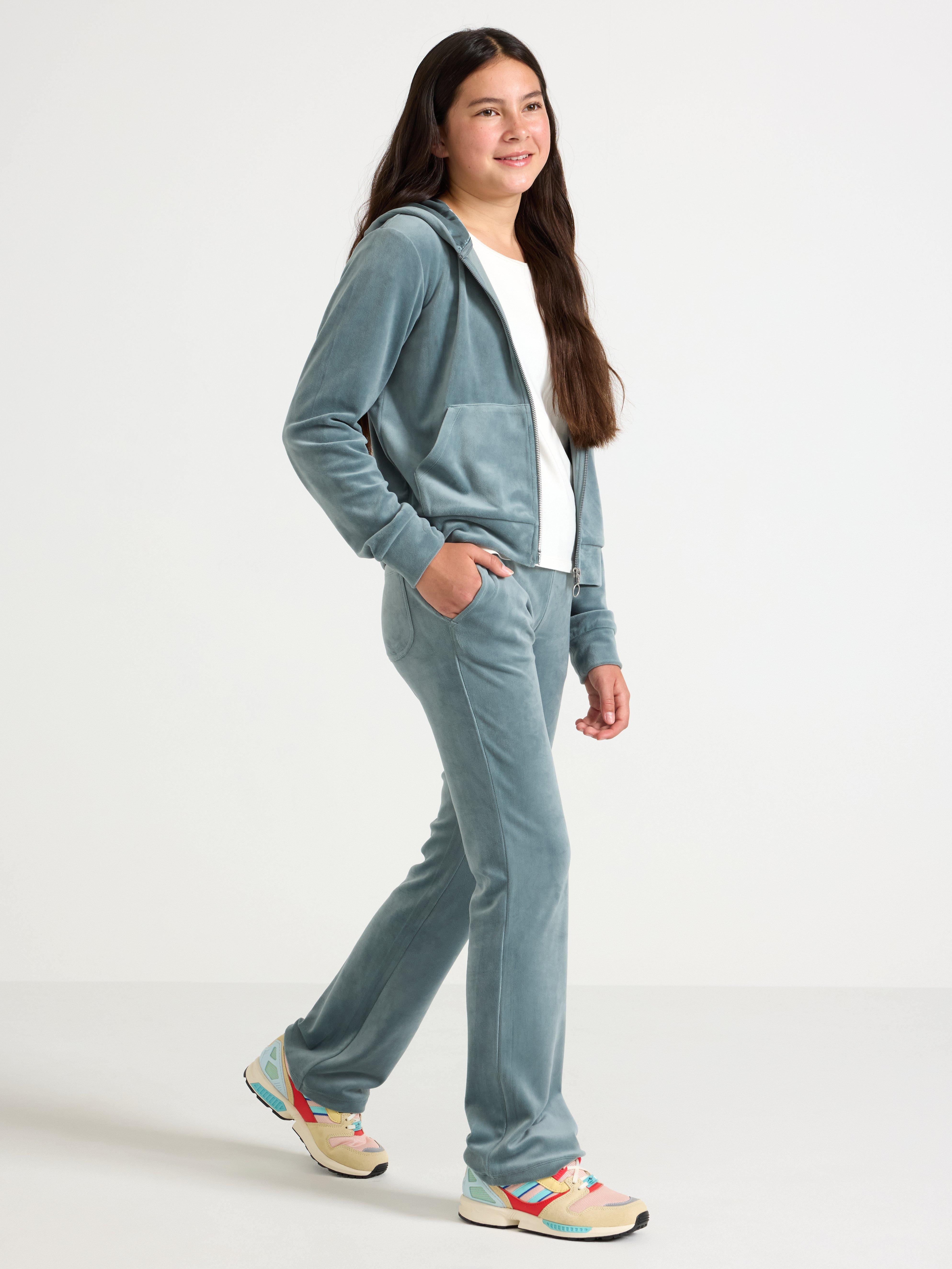 Dusty Aqua velour slengbukser