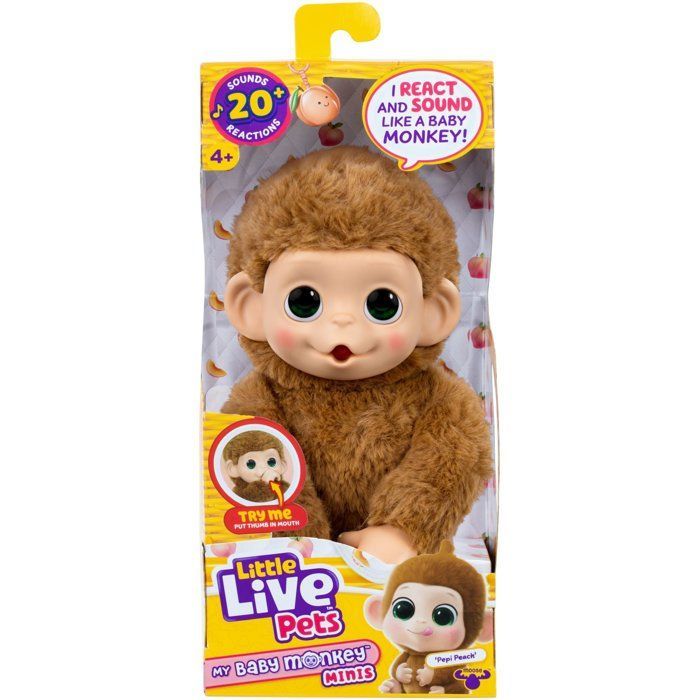 Peluche - LITTLE LIVE PETS - Mon bébé singe mini - Caramel - Dès 4 ans