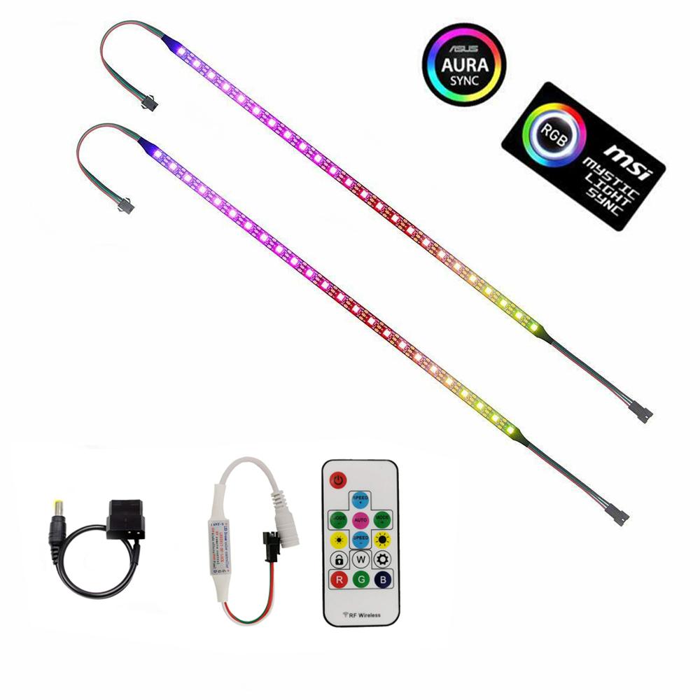 Tira de LED RGB flexible direccionable Ws2811 con circuito integrado RGB para juegos, ideal para PC de tamaño mediano, gabinetes de PC y proyectos de juegos DIY, incluye control remoto RF de 17 teclas.