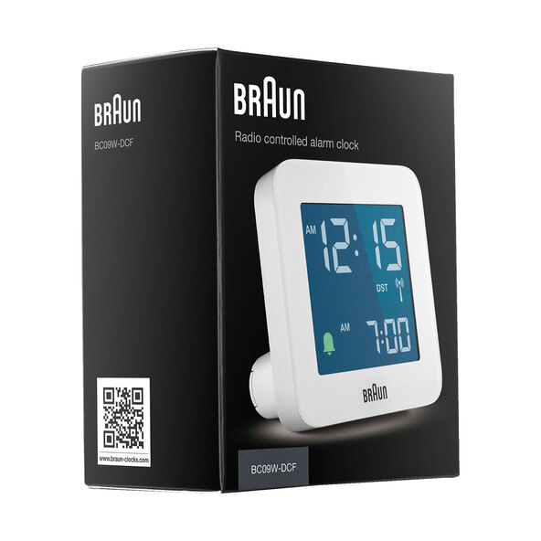 Radio-controlled alarm clock BC09W-DCF, white