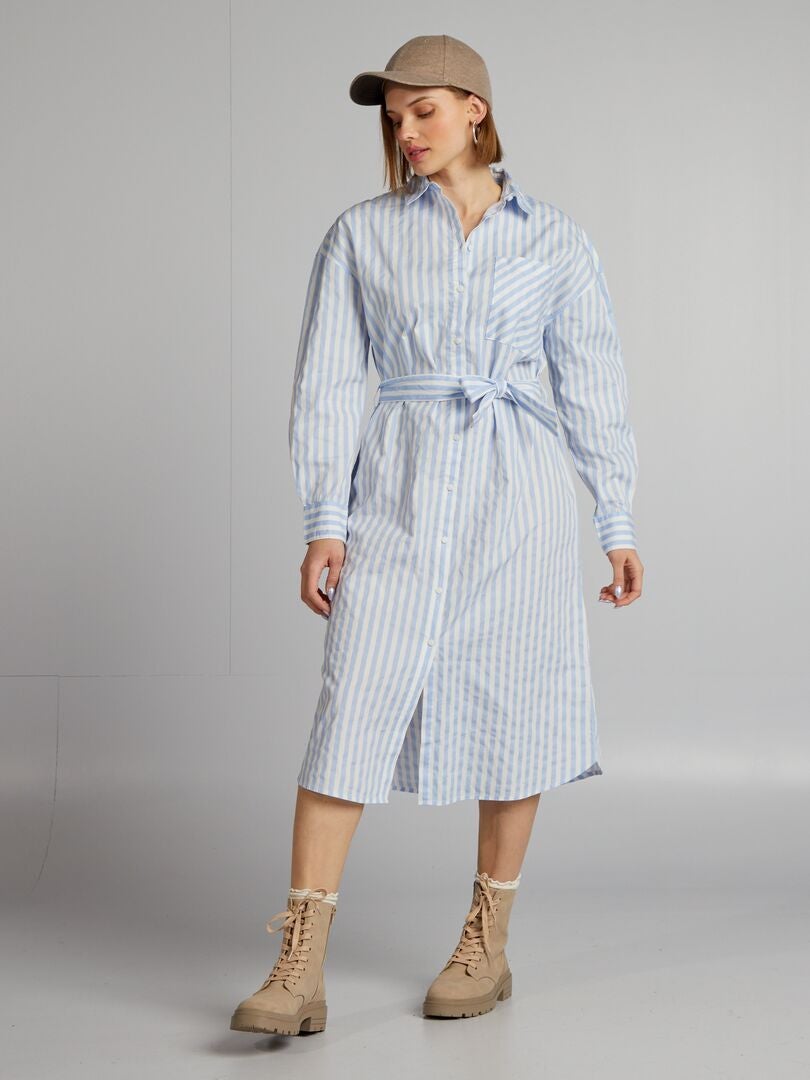 Poplin overhemdjurk - BLAUW