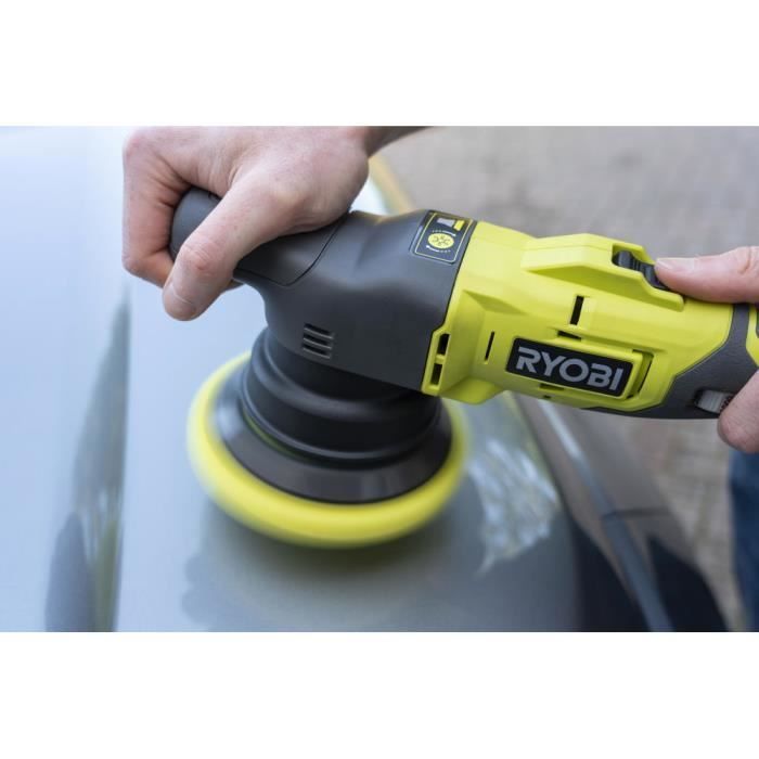 Pulidora RYOBI ONE+ de 18 V - Diámetro de oscilación de 8 mm - Almohadilla de 125 mm + 3 almohadillas (abrillantador - pulido - acabado) - R18P-0