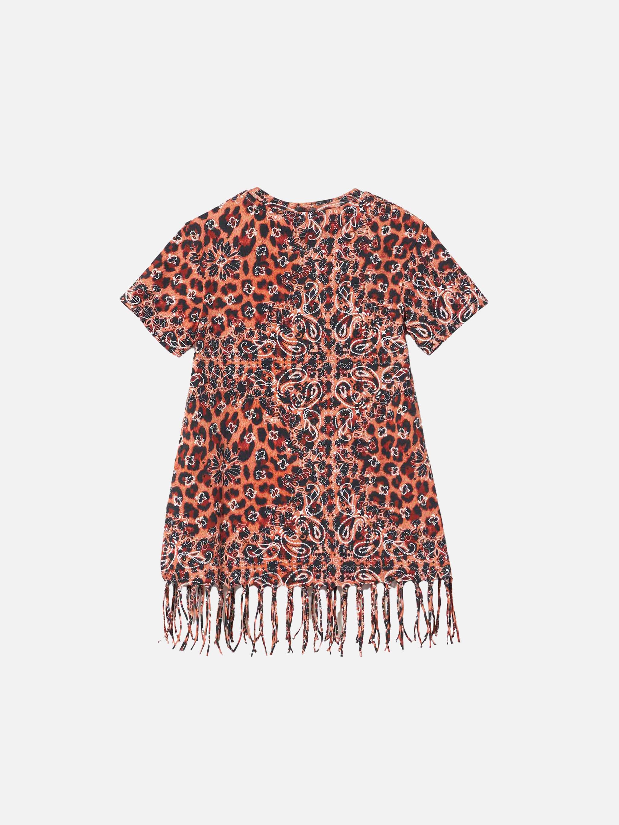 Katoenen jurk met luipaardprint en franjes voor meisjes