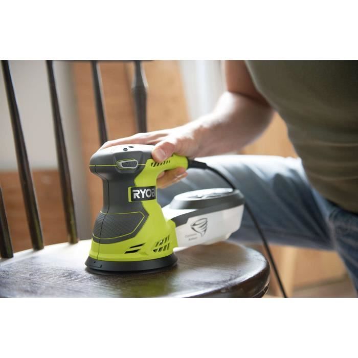 RYOBI - Lijadora orbital aleatoria de 300 W - 7.000-13.000 oscilaciones/min - 125 mm de diámetro - Se suministra en una bolsa de transporte con 20 discos de lijado - ROS300A