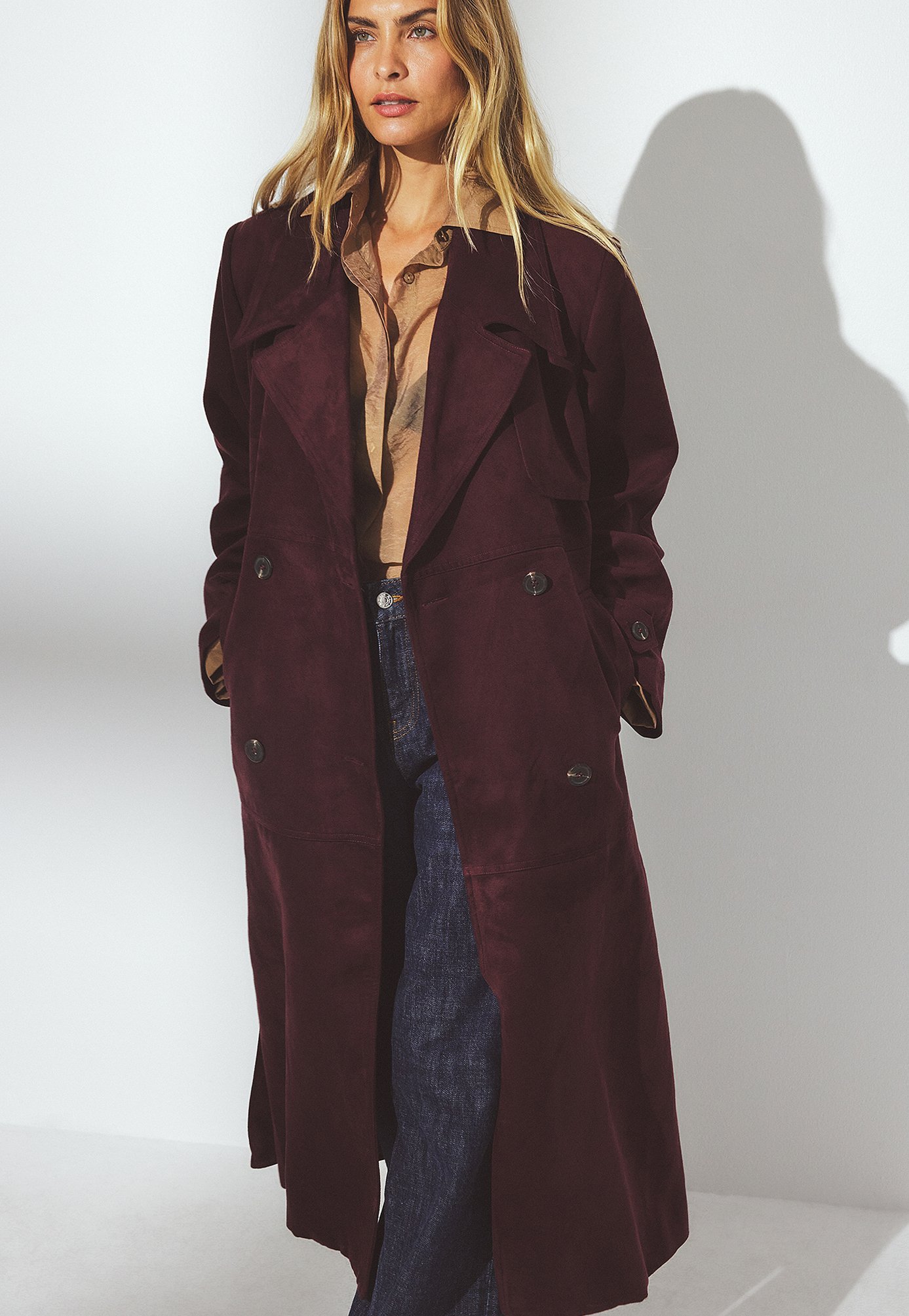 NA-KD Trenchcoat - bordeauxrood