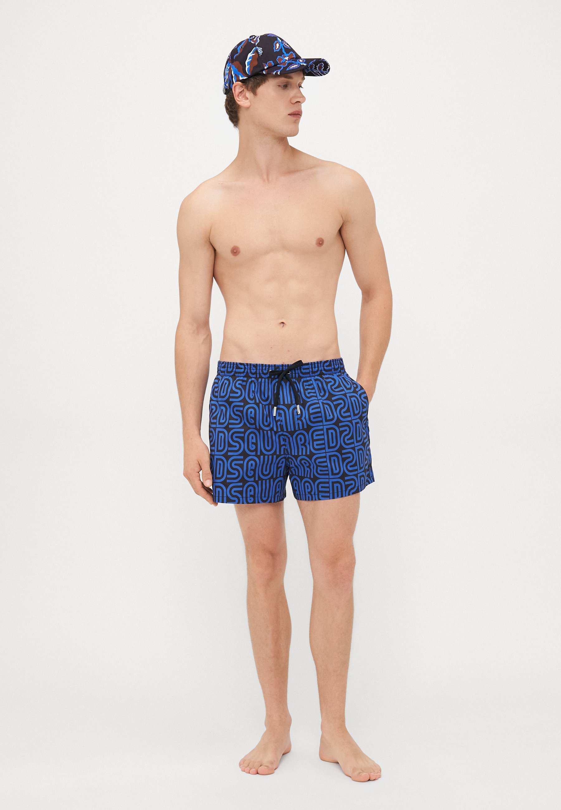 Dsquared2 NEOCLASSIC ALLOVER LOGO MIDI - Pantaloncini da bagno - nero/blu