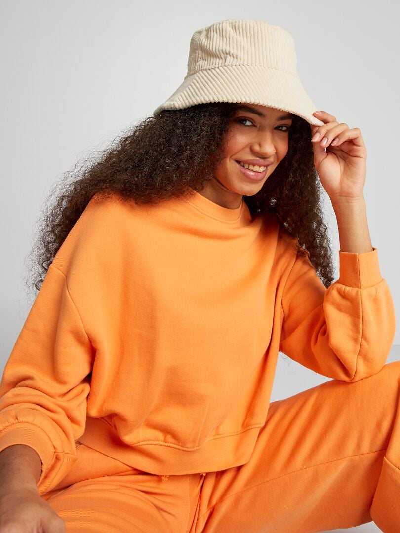 Sweatshirt met ronde hals - ORANJE