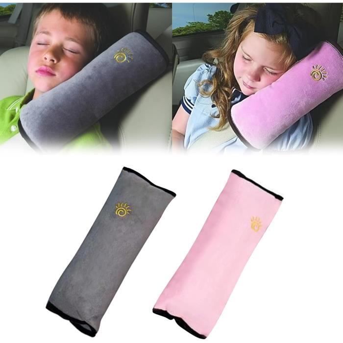 Set di 2 protezioni per cinture di sicurezza per bambini - Cuscino rimovibile per cintura di sicurezza auto - Adatto per l'uso (rosa +