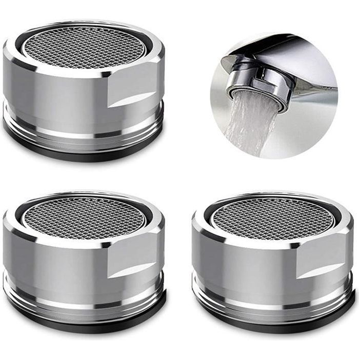 Mousseur Robinet,3pcs Aerateur Robinet Filtre Robinet avec Joint D'étanchéité Pour Cuisine,Salle de Bain(Diamètre extérieur 24MM)