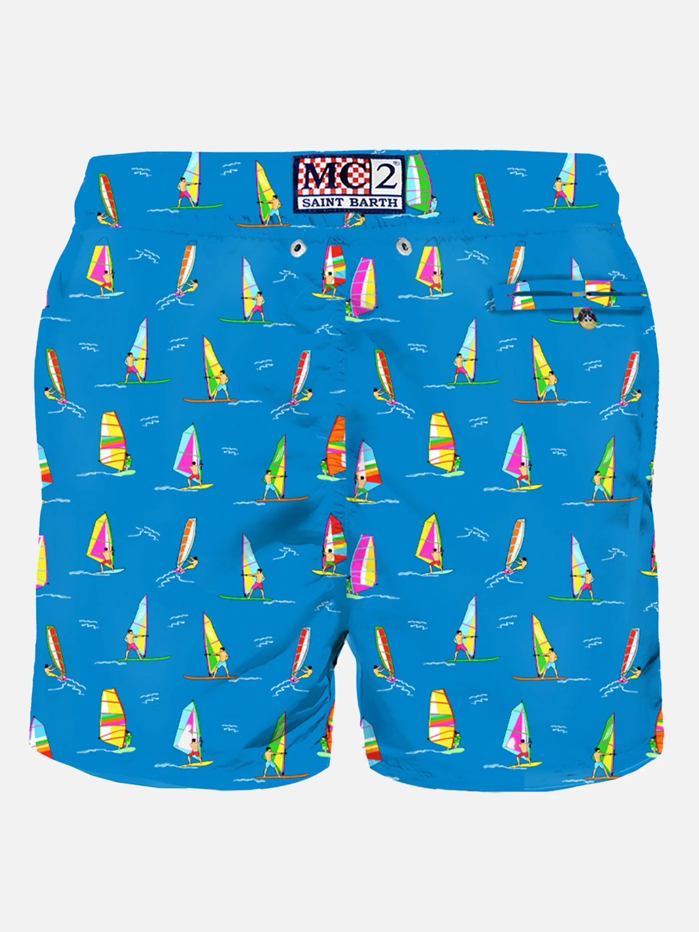 Traje de baño para hombre en tejido ligero con estampado de windsurf.
