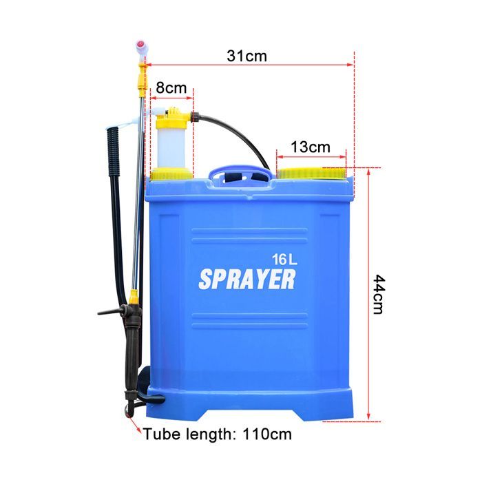 Pulverizador manual MIPAN con boquilla ajustable - Pulverizador a presión de 16 L - Pulverizador de jardín - Pulverizador de mochila - Azul