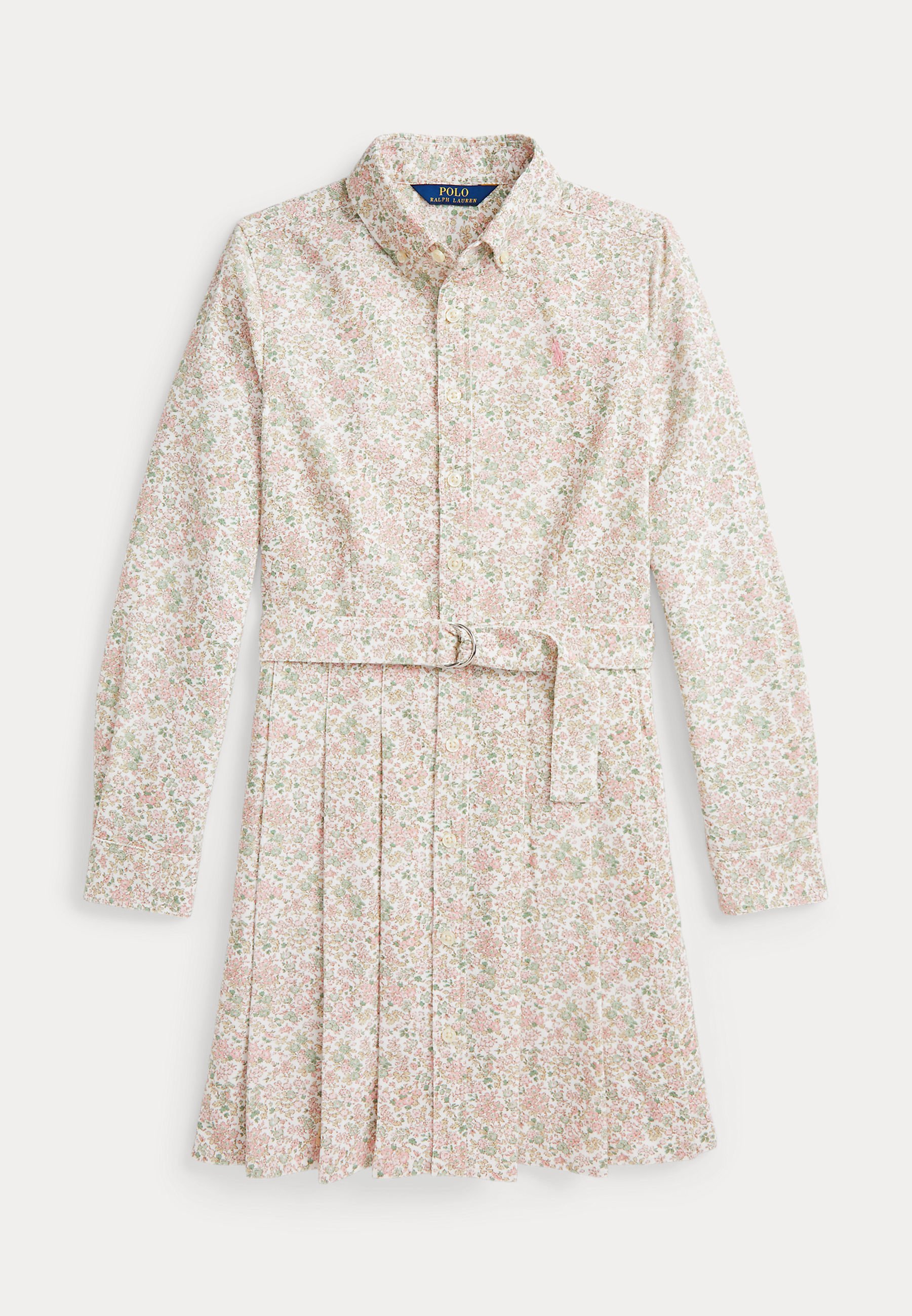 Robe-chemise en velours côtelé de coton à fleurs avec ceinture Polo Ralph Lauren - Carolan Nevis/rose