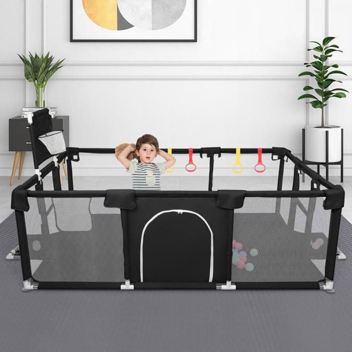 Parque infantil de 180 x 120 cm con 50 pelotas de plástico, área de juego de baloncesto plegable, centro de actividades infantiles para interior y exterior.