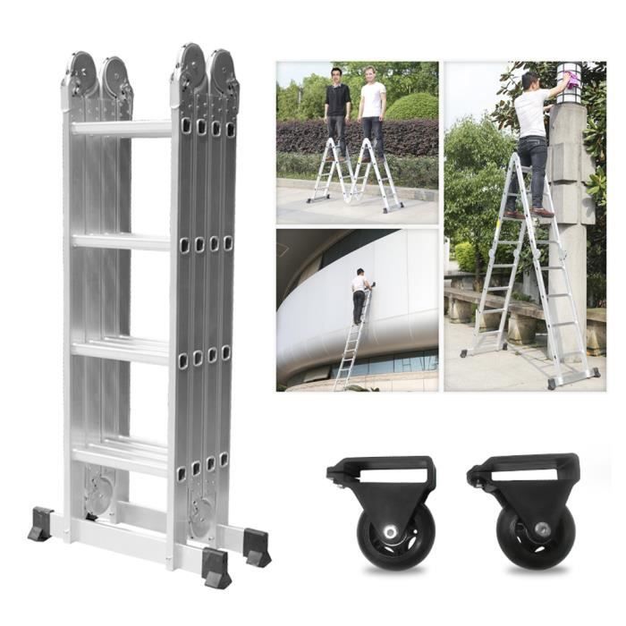 Escalera multifuncional - AUFUN - 6 en 1 - Aluminio - Carga máxima 150 kg - Plegable y antideslizante