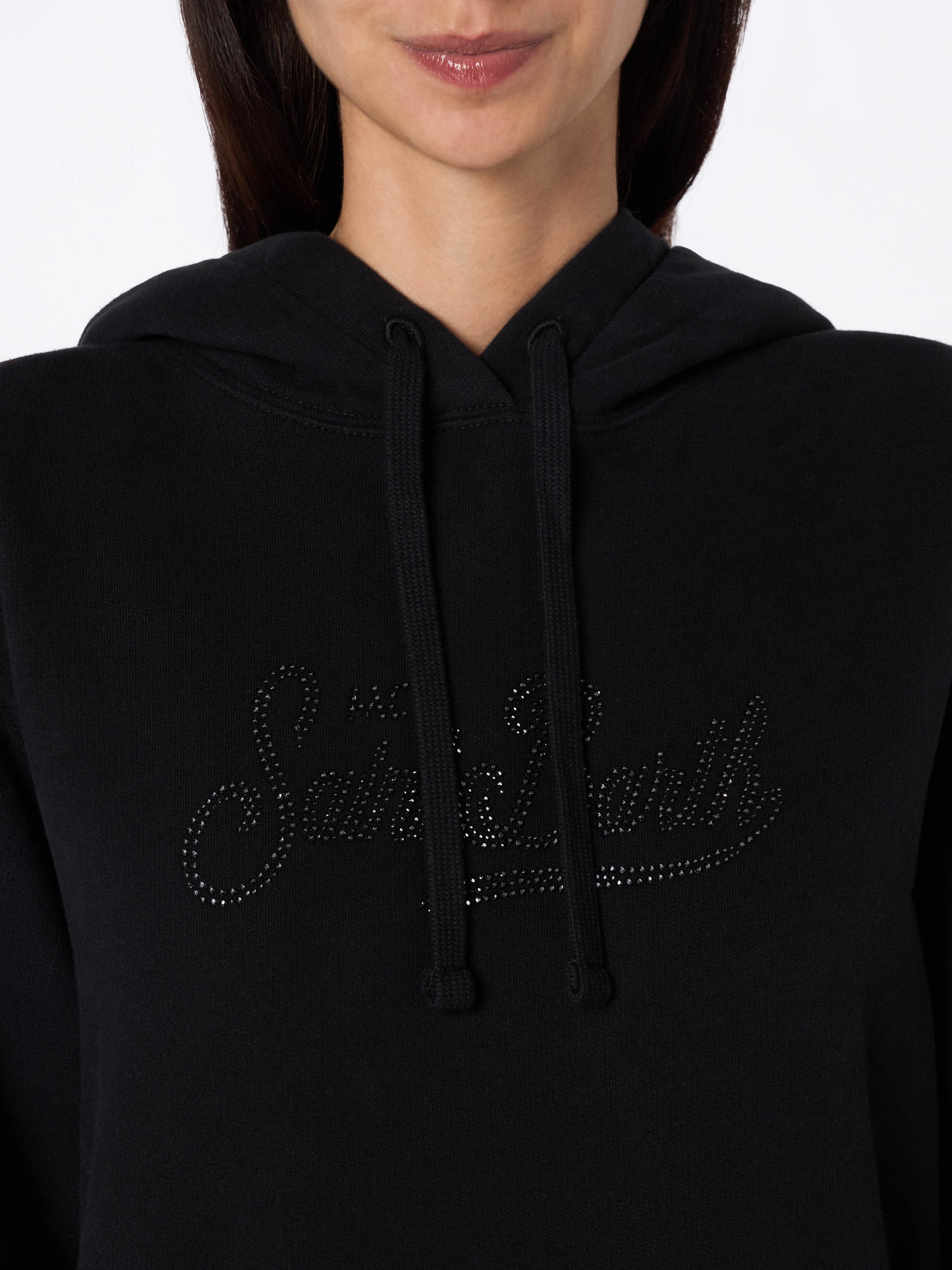 Schwarzes Damen-Sweatshirt „Virginia“ mit Strasssteinen