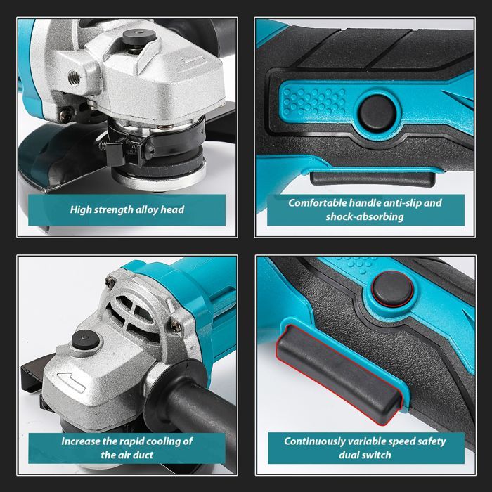 125mm Brushless Electric Angle Grinder, 3 Speeds, for Makita Cordless Grinder, Cutting Machine, Power Tool