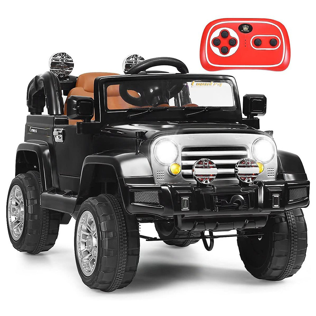 Samochód elektryczny Jeep ze schowkiem i pilotem, czarny