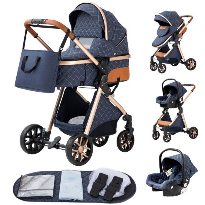 Sistema di viaggio/passeggino 3 in 1 ALYIKOU per bambini da 0 a 3 anni - LV9 - Seggiolino auto - Posizione reclinabile - Borsa per neonati - Blu
