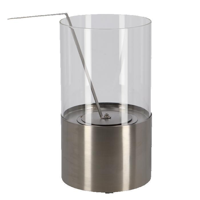 Feuerstelle – FANCY FLAMES – Bioethanol-Tischkamin – Silber – Durchmesser 16,4 cm – Höhe 29 cm