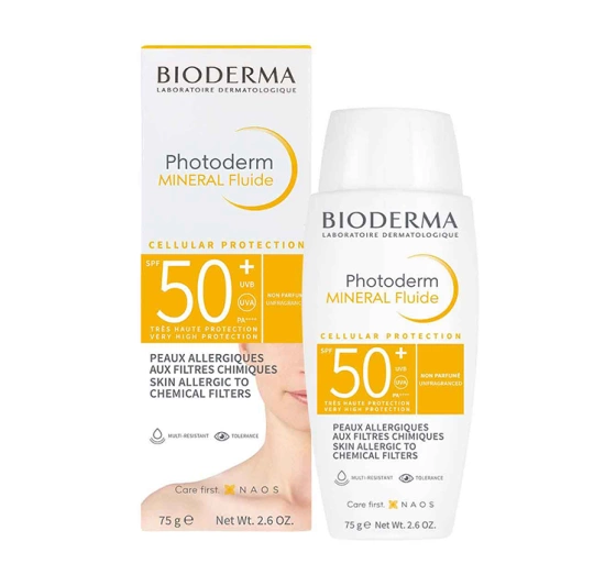 Bioderma Photoderm Mineral Fluide fluid mineralny SPF50  do skóry wrażliwej i alergicznej 75 g