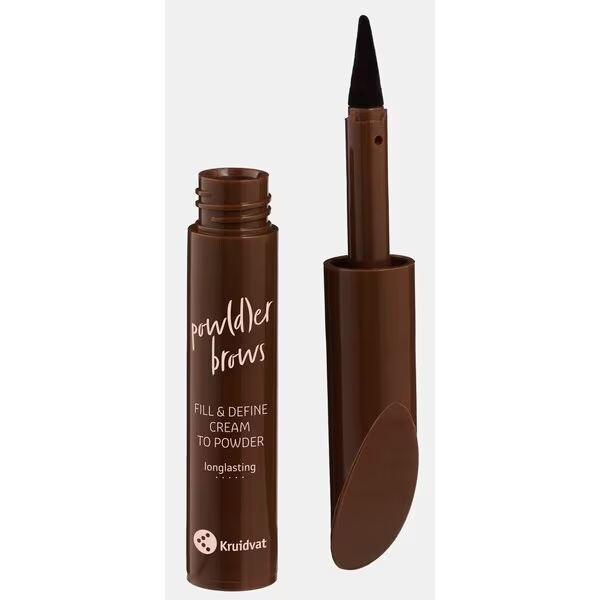 Оловка за обрве Kruidvat Pow(d)er Brows, нијанса 010 Warm Brown, кремасто-пудераста, 1,6 г