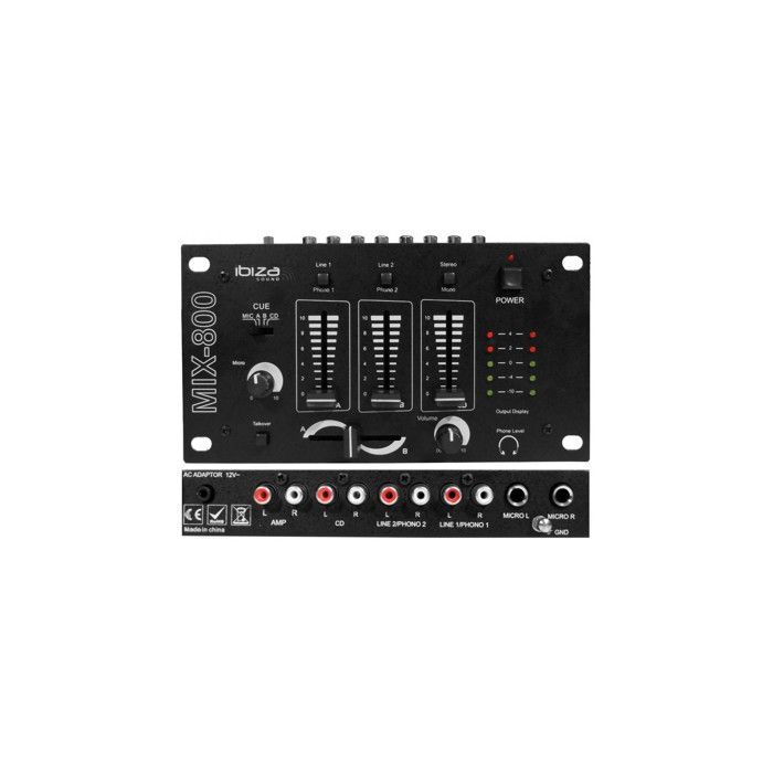 Paquete completo de sistema de sonido Ibiza DJ300 de 480 W + mezclador + 2 altavoces + micrófono + memoria USB de 32 GB