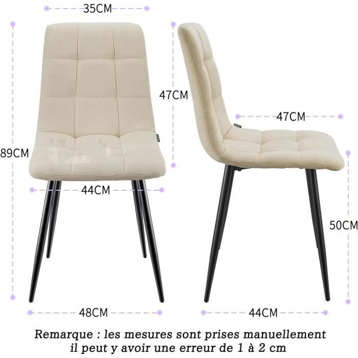 WAFTING Juego de 4 sillas de comedor tapizadas con respaldo alto y diseño de lino, color beige.