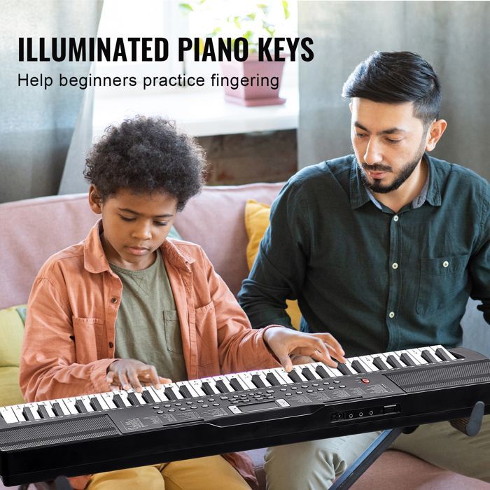 Teclado de piano digital Duoku de 61 teclas: ofrece 200 sonidos y 200 ritmos, es portátil e incluye 60 canciones de demostración.